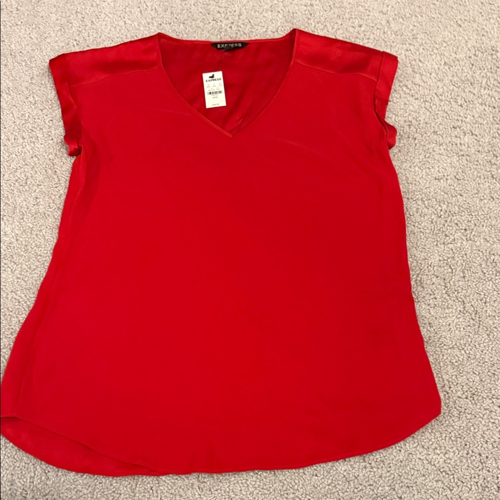 Express V-Neck Red Blouse